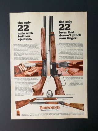 Vintage 1977 Browning Grade 1 22 Auto & Grade 1 Bl - 22 Rifle Full Page Color Ad