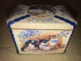 Vintage Cats Container Made In England.  Cutest Cats Playing With Yarn Container.