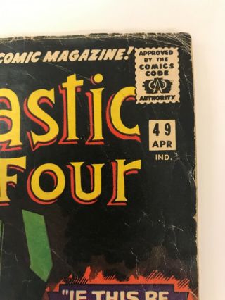 The Fantastic Four 49 Marvel Comics 1966 Jack Kirby GD 2nd Silver Surfer App. 3