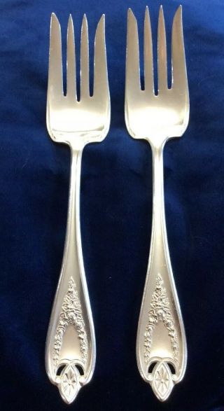 Set Of 2 Rogers Bros 1911 Old Colony Meat Serving Fork Silverplate Art Deco