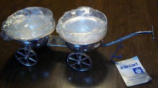 Antique Silver Plated Double Condiment Cart By F.  B.  Rogers Silver Co A La Cart