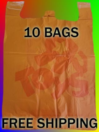 10 Toys R Us/babies R Us Orange Plastic Bags (large)