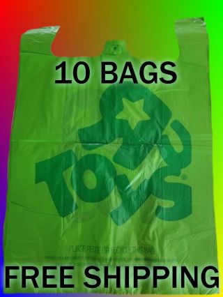 10 Toys R Us/babies R Us Green Plastic Bags (large)