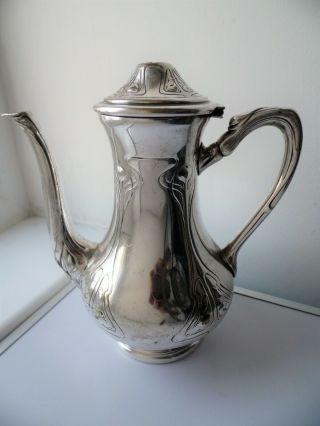 Antique Silver Plated Wmf Art Nouveau Design Teapot