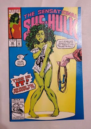 Sensational She - Hulk 40 1992 Nm To Htf " Nude Jump Rope " 9.  8 Imo