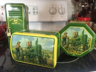 John Deere Collectible Metal Tins Set Of 3 - Country Tractor Barn Scene - Licensed