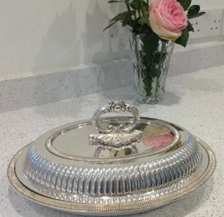 Vintage Silver Plated Lidded Entree Dish By Walker & Hall