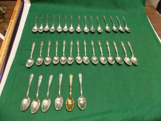 Set Of 35 Wm Rogers Mfg Co President Presidential Spoons Silverplate 1 Gold