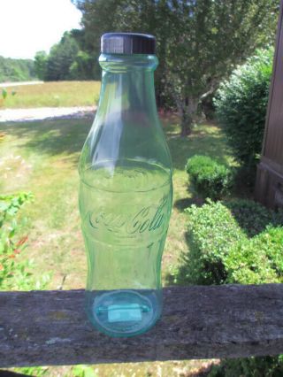 Coca - Cola 12 inch Bottle Bank Clear Green Plastic - 3
