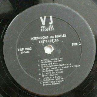 1964 INTRODUCING THE BEATLES LP ALBUM ERROR DISC BLACK LABELS REVERSED VEE JAY 5