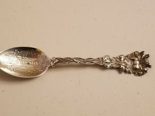Antique Sterling Silver Spoon Spokane Falls Washington Figural Flower