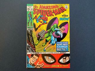 Spider - Man 94 Ow/w Pages (marvel 1971) Origin Retold