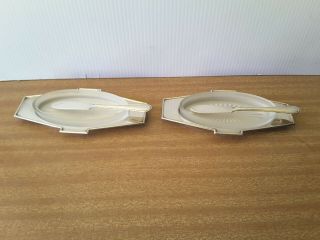 TWO PATE BUTTER DISHES KNIVES VINTAGE SILVER PLATE IMPERIAL ART DECO STYLE - GC 4