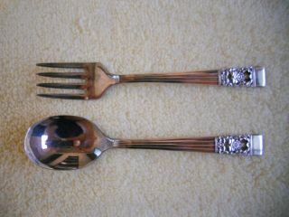 2 Vintage Oneida Community Silverplate Flatware Baby Spoon Fork Coronation 1936