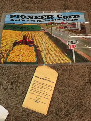 Vintage Nos Pioneer Seed Plastic Bag Corn 21 " X 14 "