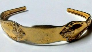 Vintage Wm A Rogers Oneida Goldplate Silverplate Spoon Cuff Engraveable Bracelet