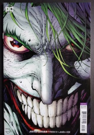 Justice League 8 Jim Lee Joker Variant Cover Dc Jla Batman Near,  9.  6