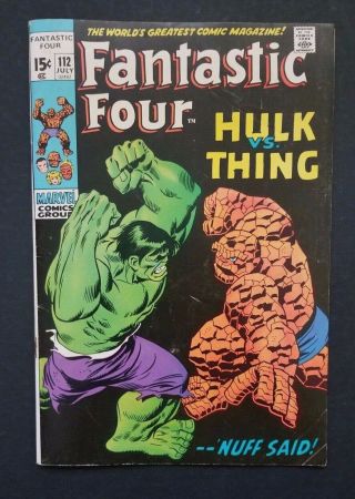 Fantastic Four 112 • Fine - Or Better • Thing Vs Hulk • Mcu Ff Films Coming