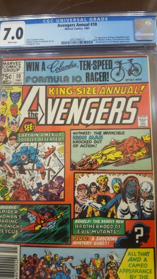 Avengers Annual 10 Cgc 7.  0 White Pages Ist Rogue