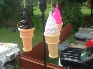 Handmade Ice Cream Cone Ceiling Fan Light Pull - 3 Colors - Ice Cream Decor