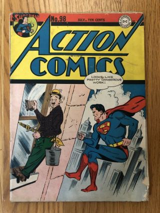 Superman Action Comics 98 Dc Comic Book Dc 1946 Golden Age 10 Cent