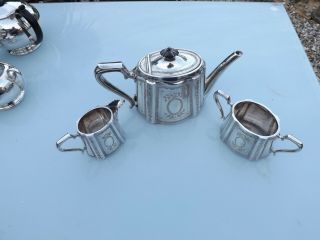Vintage Walker And Hall Silver Plate Tea Set,  Teapot Sugar And Milk
