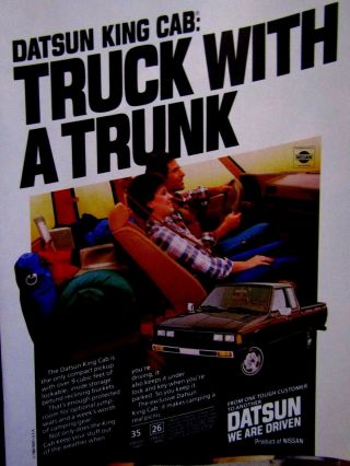 1983 Datsun King Cab TRUCK WITH A TRUNK Print Ad 8.  5 x 11 