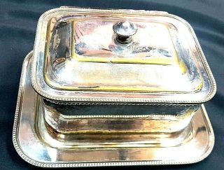 Impressive Antique Victorian French Silver Plated Biscuit Box & Tray C1870
