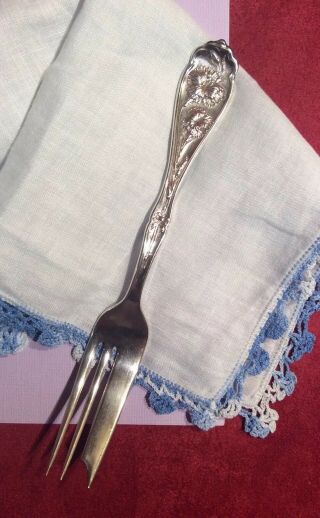 Art Nouveau Antique Silverplate Pastry Fork In Carnation By Wm.  Rogers
