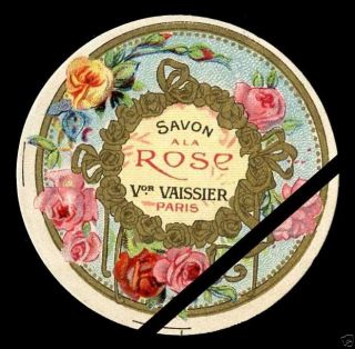 Vintage C.  1900 French Soap Label Perfume Savon Rose Victor Vaissier Paris