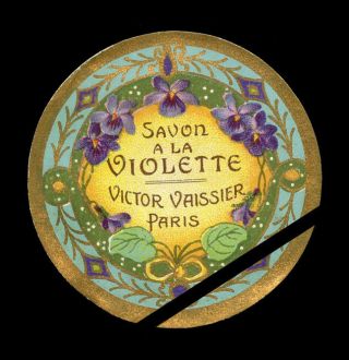 Vintage C.  1900 French Soap Label Perfume Savon Violette Victor Vaissier Paris