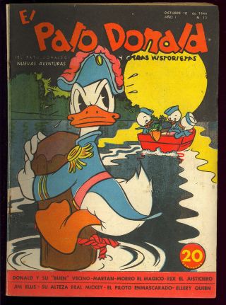 Donald Duck V1 13 Rare Sub - Mariner Foreign Ed.  Carl Barks Disney 1944 Vg - Fn