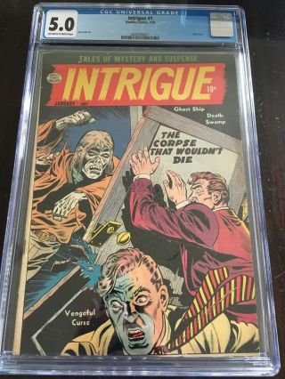 Intrigue 1 Cgc 5.  0 Ow - W 1955 Precode Horror Zombie Cover Only 9 On Census Ghost