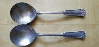 2 Antique,  Vintage Collectible Spoons 6.  75 " 1835 R.  Wallace Triple Silver Plate