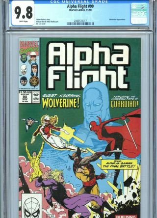 Alpha Flight 90 Cgc 9.  8 White Pages Wolverine Jim Lee Cover Marvel Comics 1990