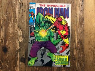 Invincible Iron Man 9 Classic Hulk Battle 1968 Marvel Comic Book Fn V