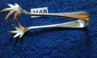 Antique C 1890 Silver Plated Engraved Sugar Tongs By Rodgers