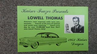 1953 Kaiser Frazier Dragon Lowell Thomas Postcard