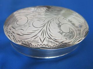 925 Silver Trinket / Pill Box With Hinged Lid