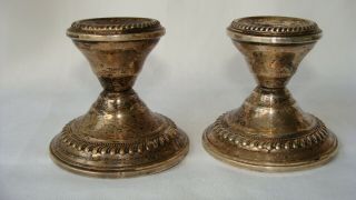 Vintage Pair 2pc.  Sterling Silver Weighted Candle Sticks 2&1/2 " Inch 266 Grams.