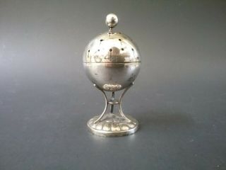 Vintage Old Silverplate Globe Sphere Container Small Holes Incense ? 3 1/2 Inch