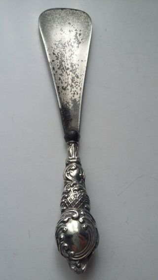 Antique Sterling Silver Shoe Horn - 16.  9cms Long.