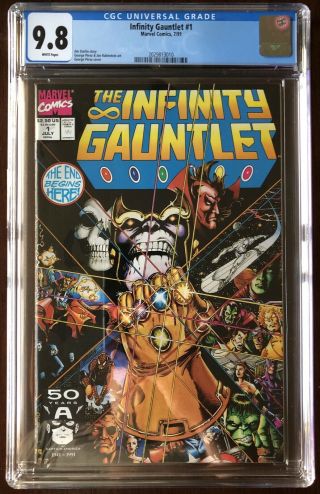 Marvel Comics 1991 Infinity Gauntlet 1 Cgc 9.  8 White Pages.  End Game Avengers