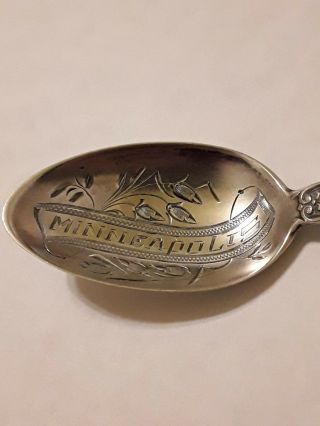 Sterling Silver Souvenir Spoon Minneapolis Minn Minnesota.  925 Circa 1911