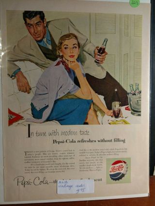 Vintage Pepsi Cola In Tune With Modern Taste Illustration Print Ad