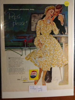 Vintage Pepsi Cola Drive In Illustration Print Ad