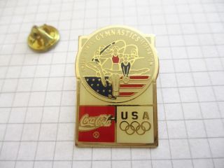 Olympic Games Gymnastics Federation Coca Cola Usa Vintage Lapel Pin Badge Us3