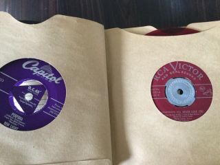 Vintage 45 RPM Record Album with 15 45 RPM single vinyl records 5