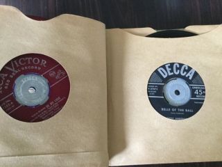 Vintage 45 RPM Record Album with 15 45 RPM single vinyl records 6