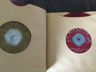 Vintage 45 RPM Record Album with 15 45 RPM single vinyl records 8